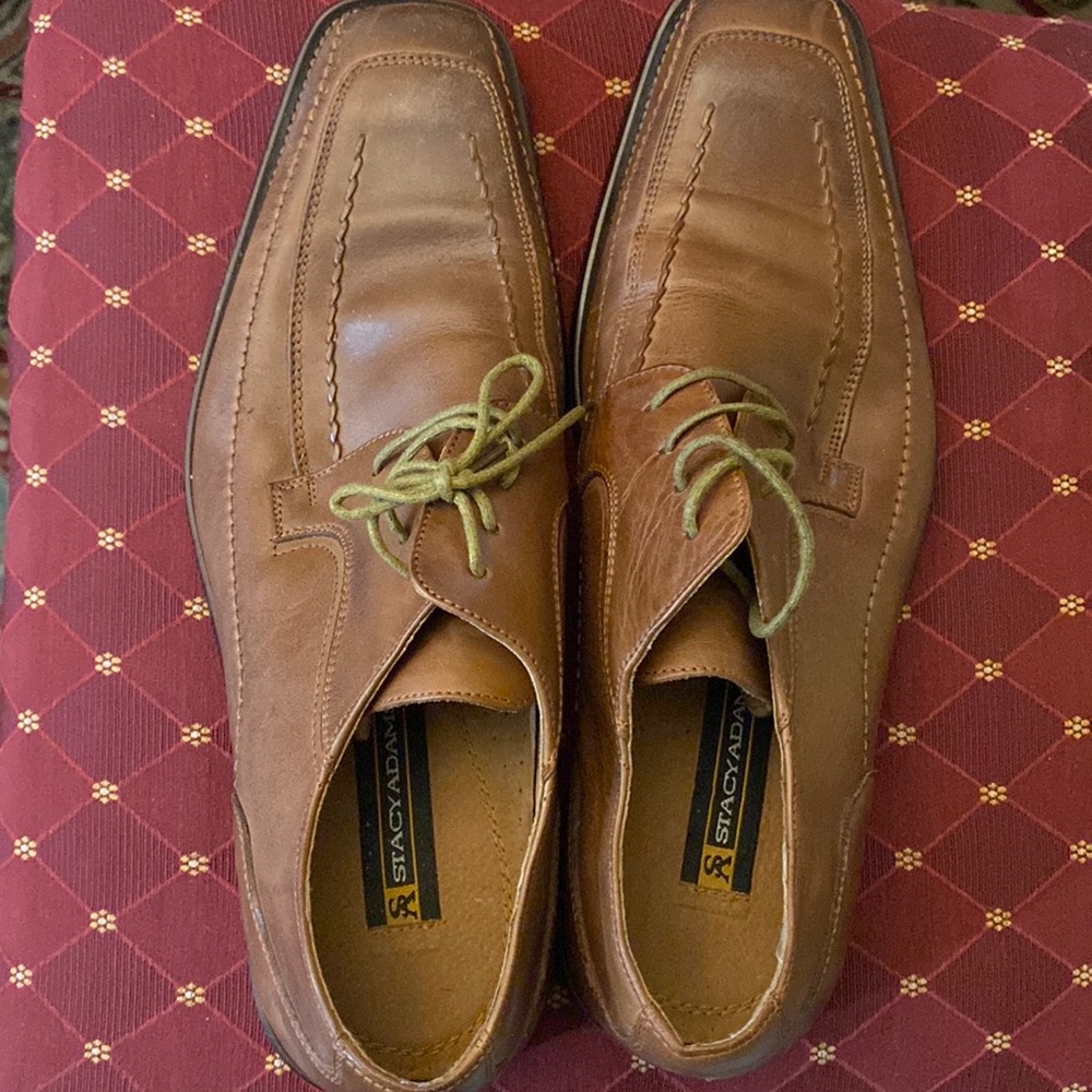 Men’s Stacy Adams dress shoes, tan lace up size 10